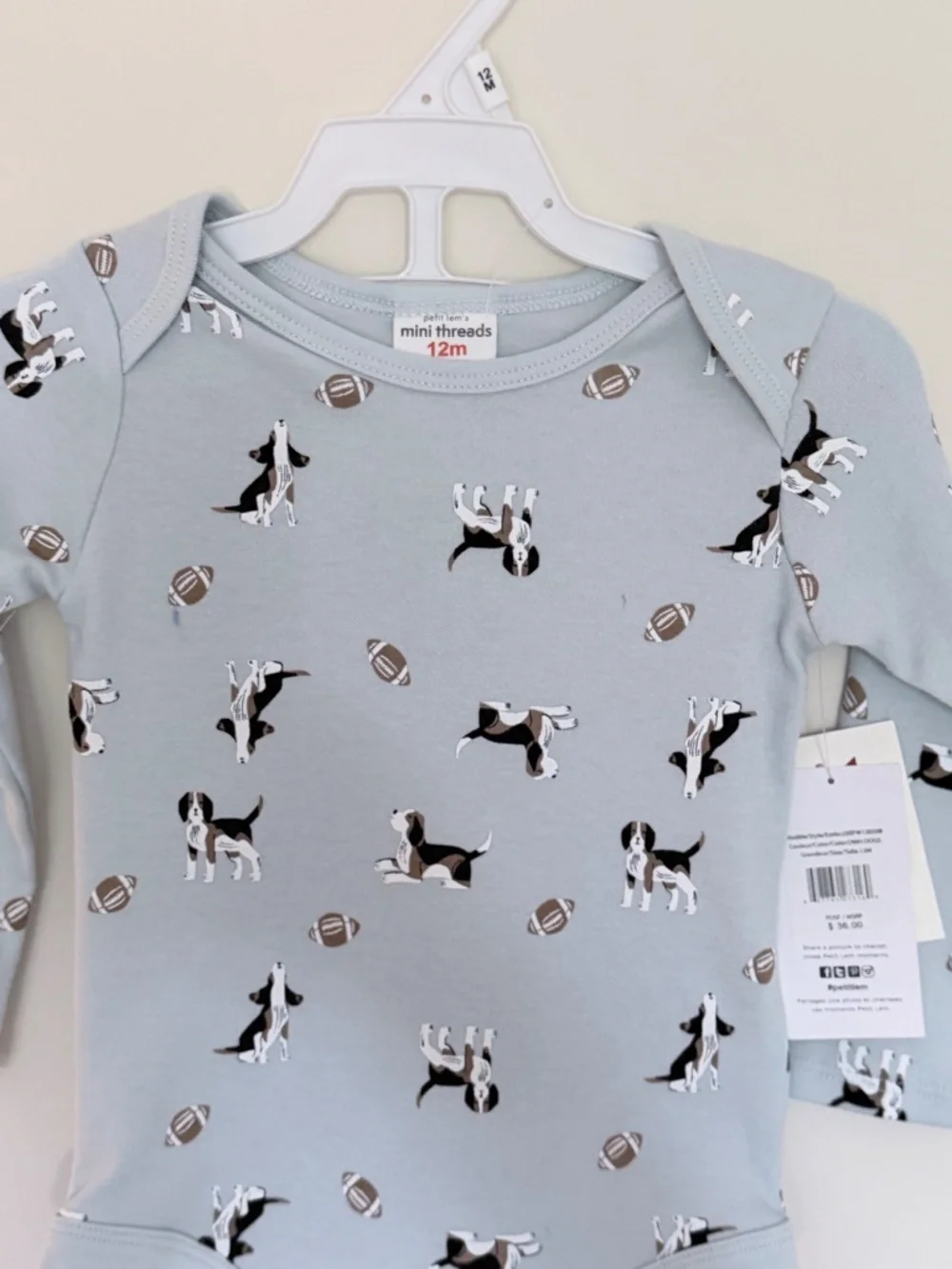 Football and dogs onsie and sweatpants size 12 mo